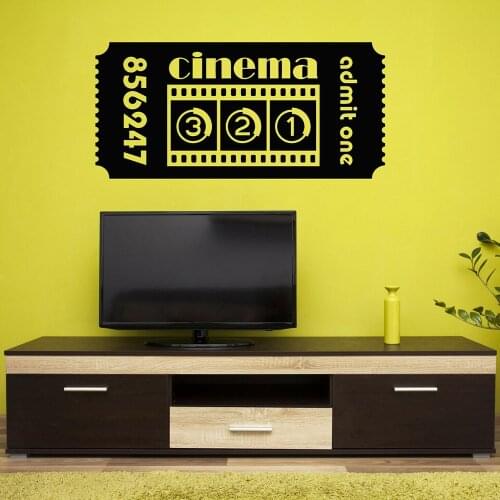 Ticket Cinema Vinyl Wall Decal Movie Cinematography Room Film Wall Stickers Gaming Room Home Decoration For Living Room W155