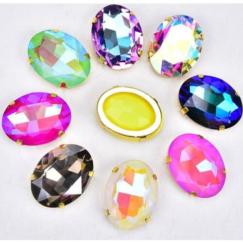 High Quality Big Size Rhinestones Mocha With Gold Setting 38*50mm Oval Flatback Crystal Sewing For Cloth Diy Shoes Bags Garment