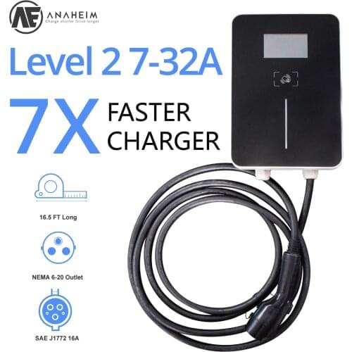 AE Anaheim j1772 7kw evse electric car charger ev Level 2 /AC 220-280V 32A plug wallbox Wall-mounted card lock power supply