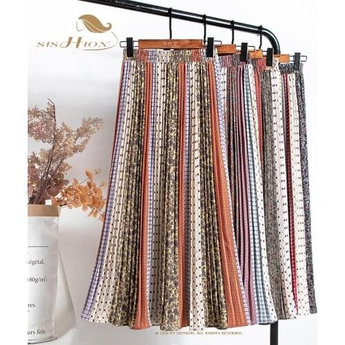 2021 New Women Long Pleated Skirt VD1815 High Waist Summer Beach Party Boho Bohemia Maxi Skirt