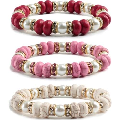 Fashion Green Turquoises Stone Bead Elasticity Women Charm Bracelets Multicolor Beaded Lucky Bracelet Vintage Boho Jewelry Femme