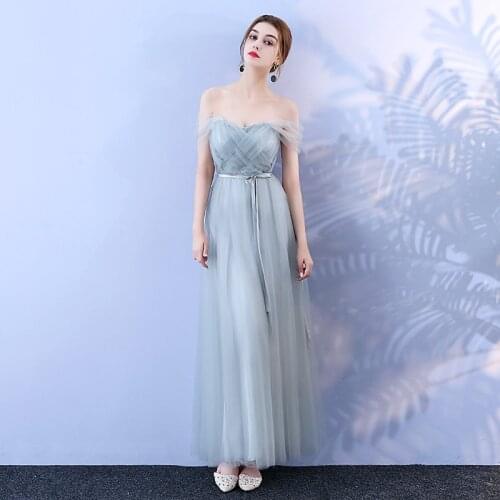 Blue Gray New Design Sexy Sweet Long Bridesmaid Dresses Sweetheart A-line Prom Wedding Party Sister Dress Elegant For Women 669