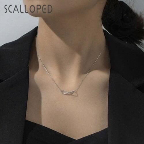 SCALLOPED Vintage Baroque Mobius Chain Necklace For Women Fashion Geometric Design Female Choker Party Jewelry