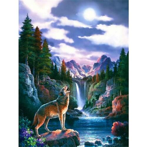 Animal Wolf Printed Fabric 11CT Cross-Stitch Kit Embroidery DMC Threads Handiwork Handicraft Hobby Needlework Different