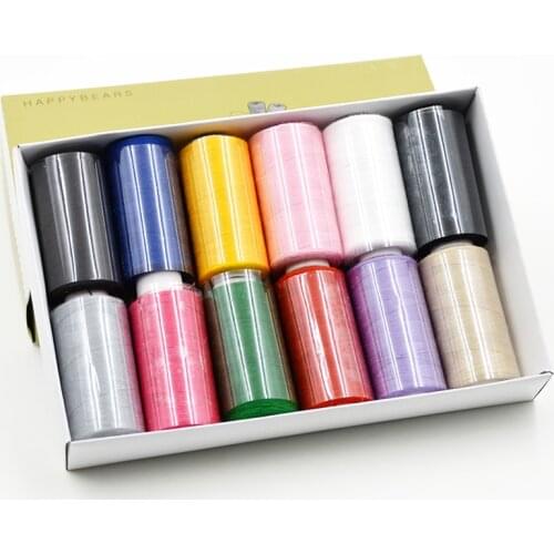 12 Colors 350 Meter/Roll 402 Polyester Sewing Thread 40S/2 Thread Spool With 45pcs Needlel For Hand Sewing Quilting