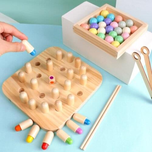 Montessori 2 In1 Color Memory Chess Clip Beads Chopstick Training Color Perception Interactive Game Educational Toy For Children
