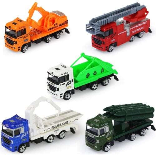 3 PCS/Set Mini Alloy Car Simulation Fire Police Engineering Trucks Model Diecast Sliding Vehicles Toy for Kids Boys Xmas Gift