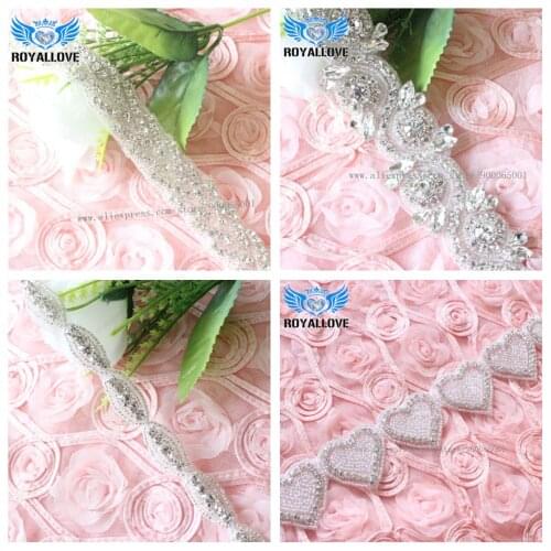 4 Yards Sewing On Hot Fix Beaded Rhinestone Applique Trimming for wedding evening dress DIY Bridal Dresses Sash Belt Headband