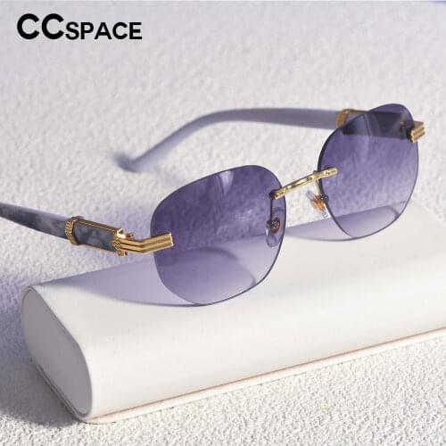 53482 Steampunk Sunglasses Oval Rimless Fashion Men Women Shades Uv400 Vintage Glasses