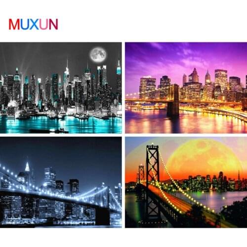 5D Diamond Painting Full Square City Night Needlework Embroidery Landscape Home Decor Gift Picture Of Rhinestones Handmade Rp748