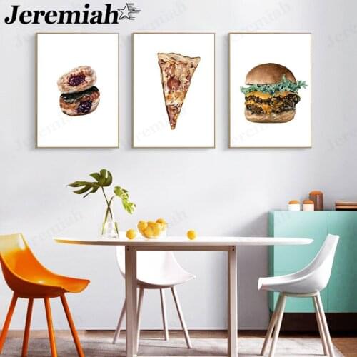 Abstract Food Series Canvas Poster Burger Pizza Painting Wall Art Modern Restaurant Kitchen Home Decor Accessories