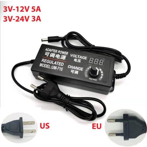 Power Supply Adapter Adjustable AC to DC 3V-12V 3V-24VLighting Accessories Display Screen Voltage Power Supply 3 12 24 V
