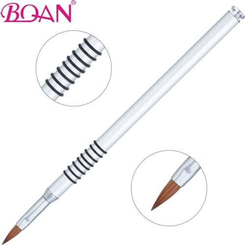 BQAN Metal Handle Kolinsky Sable Acrylic Nail Art Brush #2#3#4#5#6 Carving Pen Brush Liquid Powder DIY Manicure Drawing Tool