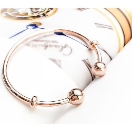 Authentic 925 Sterling Silver Pan Bracelet New Rose Gold Classic Versatile Opening Bracelet Fit Diy Charm Women Jewelry