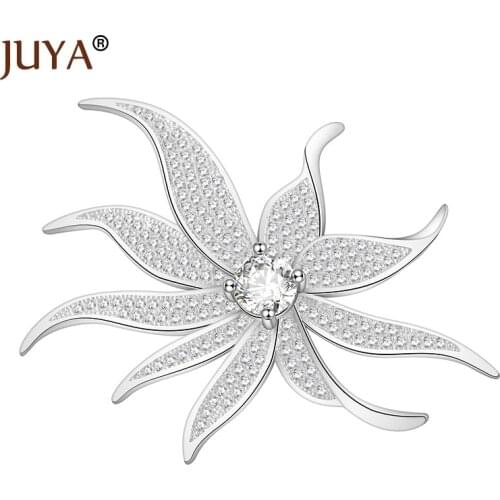 Elegant Gold Color Luxury Jewelry Cubic Zirconia Brooches Crystal Large Flower Brooch For Women Corsage CZ Broach Gift