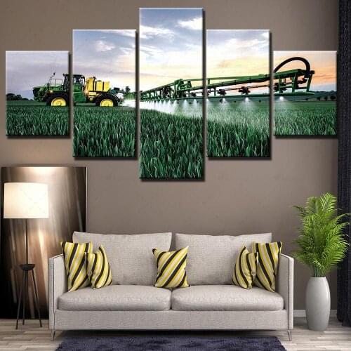 Canvas Hd Printed Home Decoration 5 Panal Painting Modern Poster Wall Art Farm Tool Cart Picture For Living Room Modular Framed