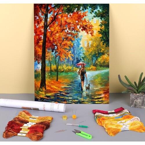 Intriguing Autumn Printed 11CT Cross-Stitch DIY Embroidery Set DMC Threads Knitting Handiwork Handicraft Hobby Promotions