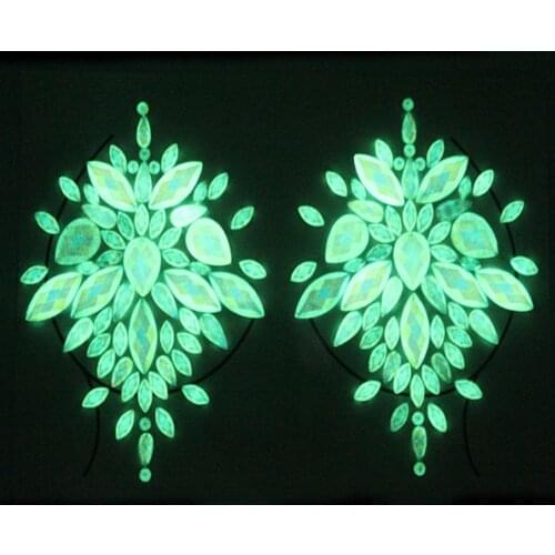 Faux Resin Rhinestone Luminous Temporary Tattoo Stickers Makeup Jewelry Glitter Sticky for Clubbing