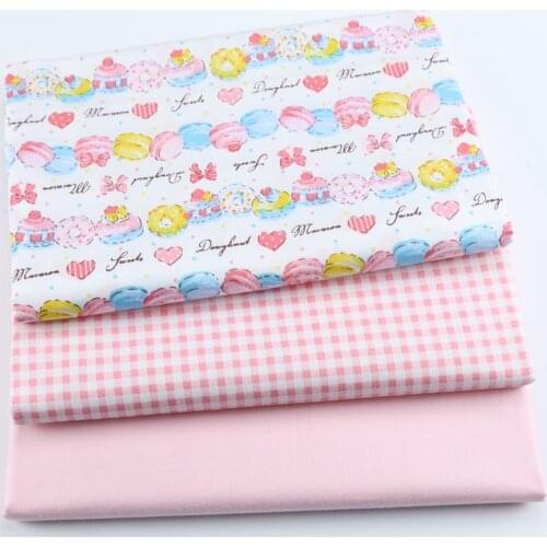 Kawaii Cake Heart Bowknot Printed Twill 100% Cotton Fabric, Patchwork Cloth, DIY Sewing Quilting Material For Baby & Child