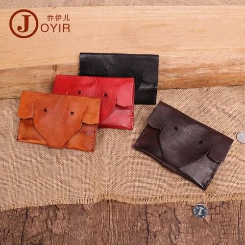 Joyir Cartoon Cute Animal Genuine Leather Coin Hasp Mini Wallet Purses Unisex Change Purse multi-function Short Wallet Credit
