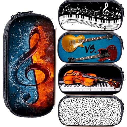 Beautiful Elegent Music Note Piano Guitar Pencil Case Cute Pen Case Music Note Printing Pencil Bag Pencil Pouch Children Gifts