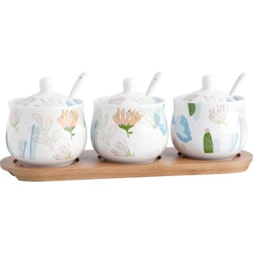 Kitchen supplies ceramic oil pot seasoning pot set seasoning box salt sugar bowl pepper sauce vinegar jars WJ022428