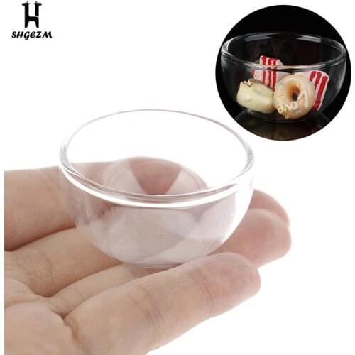 Dollhouse Kitchen Miniature Glass Fruit Bowl Salad Bowl Accessories DIY Toys For Baby Doll House Toys