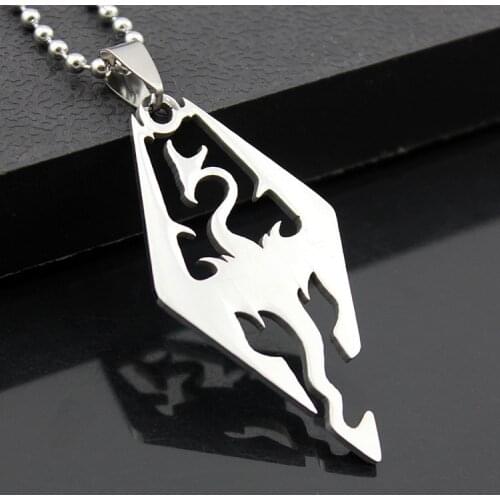 Stainless Steel Flying Pterosaur Necklace Game Ancient Animal Dragon Wing The Elder Scrolls Skyrim Dinosaur Necklaces