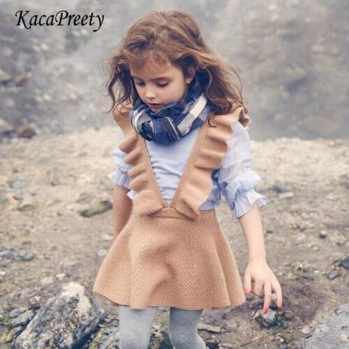 Fashion High quality Christmas baby girls dress sweet Knited ruffles design new year costume cozy baby clothes winter 2-6Yrs