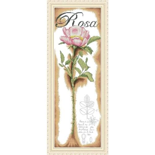 Joy Sunday Patten A Pink Rose DIY Handmade Set 11&14CT DMC Cross Stitch Kit And Precise Printed Embroidery Set Home Decor