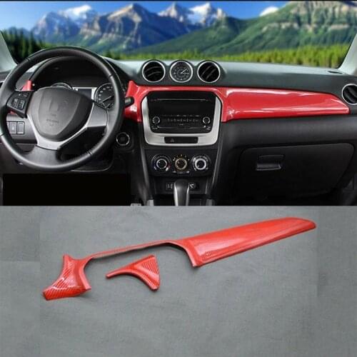 Fit For Suzuki Vitara Escudo 2015 2016 2017 ABS carbon fibre Central Control Panel Cover Trim 2pcs