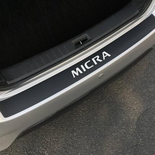 Car Rear Bumper Carbon Fiber Film Stickers For Nissan Micra Auto Trunk Guard Plate Protector Decals Car Decoration Accessories