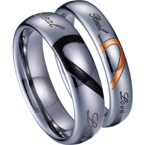 Real LOVE Alliance Black Rose Heart Shaped wedding rings for men and women 100% Tungsten carbide marriage finger ring
