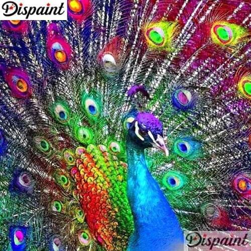 Dispaint Full Square/Round Drill 5D DIY Diamond Painting "Animal peacock" Embroidery Cross Stitch 3D Home Decor A10283