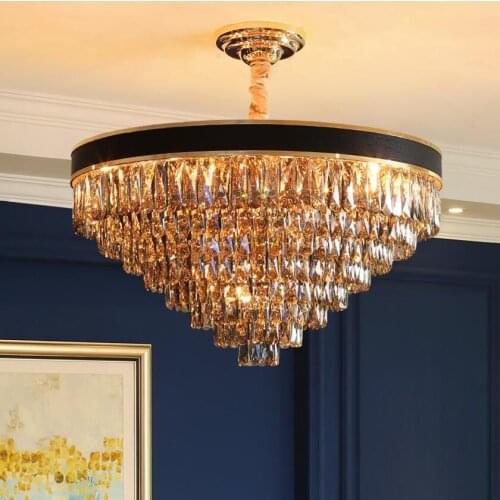 New luxury crystal chandelier living room dining room bedroom modern black & gold fashion round chandelier