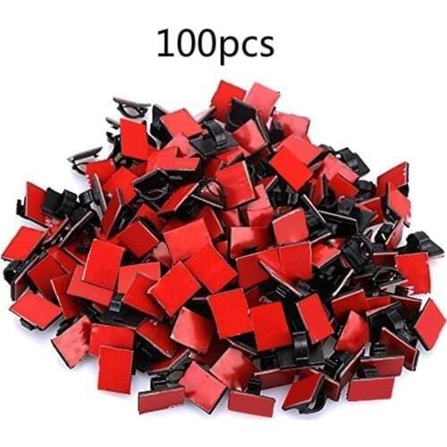 New 100Pcs Adhesive Self-adhesive Tidy Cable Clips Wire Clamps Convenient Durable Car Cable Organizer Cord Tie Holder#295583
