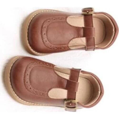 2021 New Children British style Boys' Single Shoes Hollow Out All-match Girls Real Leather Shoes Soft Kids Flats GZBS
