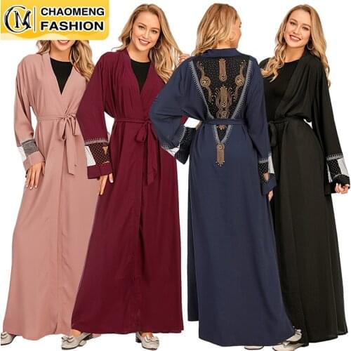 New Ramadan Eid Mubarak Abaya Dubai Femme Luxury Gold Rhinestones Muslim Dress Abayas Women Kaftan Islamic African Dashiki