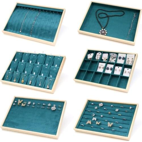 Velvet Jewelry Display Tray Jewellery Storage Box Necklace Earring Pendant Stud Organizer Other Accessories Show Case