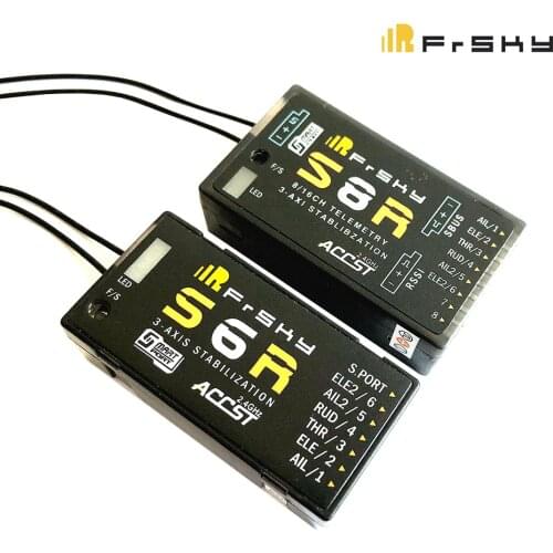 Frsky STK S6R 6CH/ S8R 8CH 2.4G 6CH ACCST Receiver with 3-Axis Stabilization and Smart Port Telemetry for RC Airplane