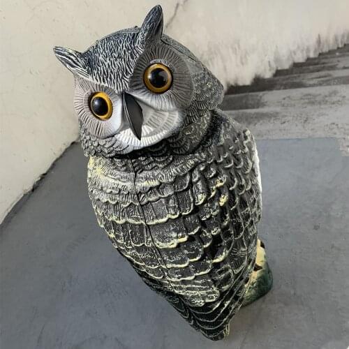 Owl Decoy Scarecrow Rotating Head Hunting Decoy Pest Repellent Garden Protector Owl Decoy 360 Rotate Head to Scare Birds
