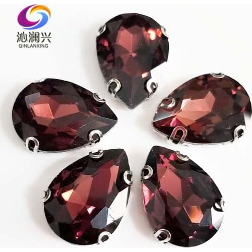 Anti hook Wine red DR High quality Glass Crystal flatback sew on claw rhinestones,Diy Clothing accessories SWSD17