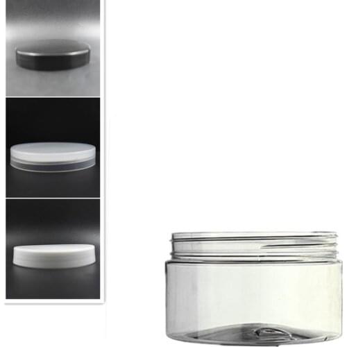 250ml clear round pet jar bottle container with white/black plastic cap lids for Cosmetic,food, Packaging