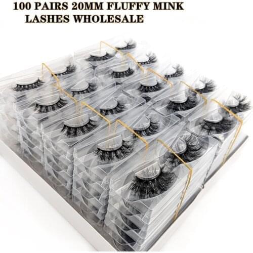 Rainsin Wholesale Wholesale 100pairs Makeup Eyelash 3D Mink Lashes Fluffy Soft Wispy Volume Natural long Cross False Eyelashes