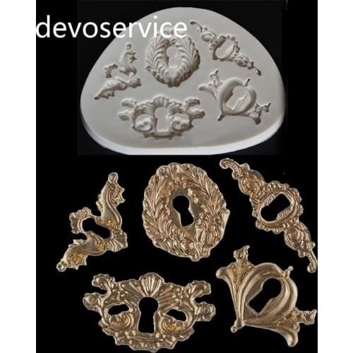 Retro Keyhole Collection Cake Border Silicone Mold Cutting Dies Fondant Mould DIY Cake Decorating Tools Baking Gum Maste Molds