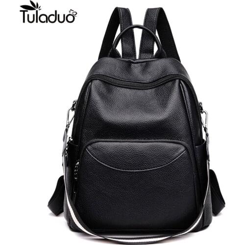 Genuine Leather Preppy Style Backpack For University School Bags Carry Bags Sheepskin Mobile Phone Bags
