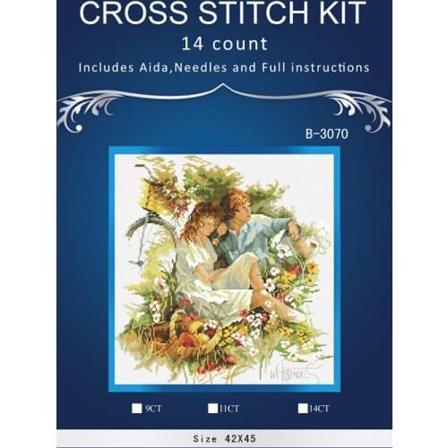 Discount flowers 5 Counted Cross Stitch 14CT DMC Cross Stitch DIY Cross Stitch Kits for Embroidery Home Decor Needlework