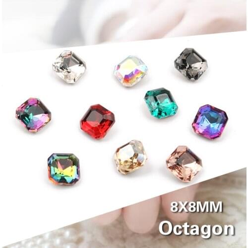 30/100pcs Mix Color Nail Art Rhinestones Square Octagon Crystal Shiny 3D Strass Gem Stone Manicure Decoration Charms Jewelry