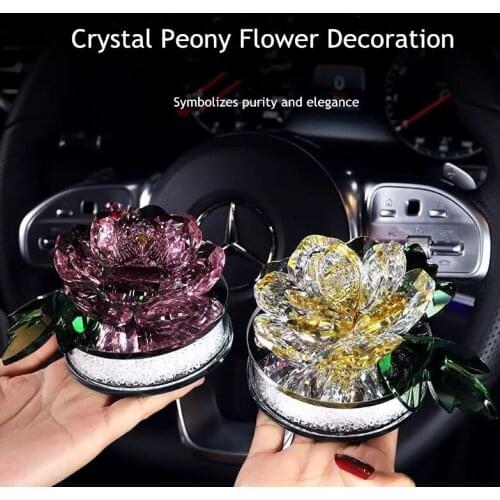 Car Crystal Peony Flower Ornament High-end Car Decoration Creative Perfume Seat Aroma Decoraiton Car Interior Accessories
