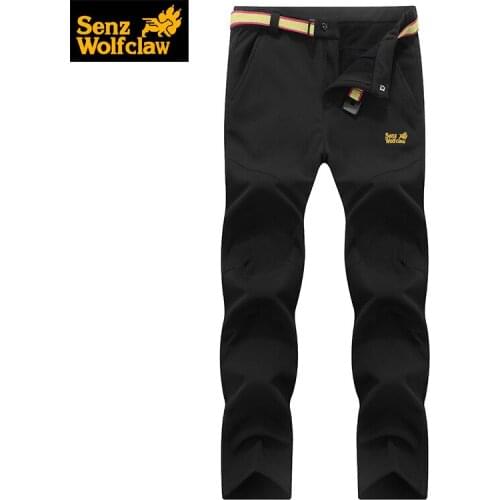 Outdoor soft shell pants for men and women Fleece inside warm hiking pants windproof waterproof trekking Mountaineering trousers